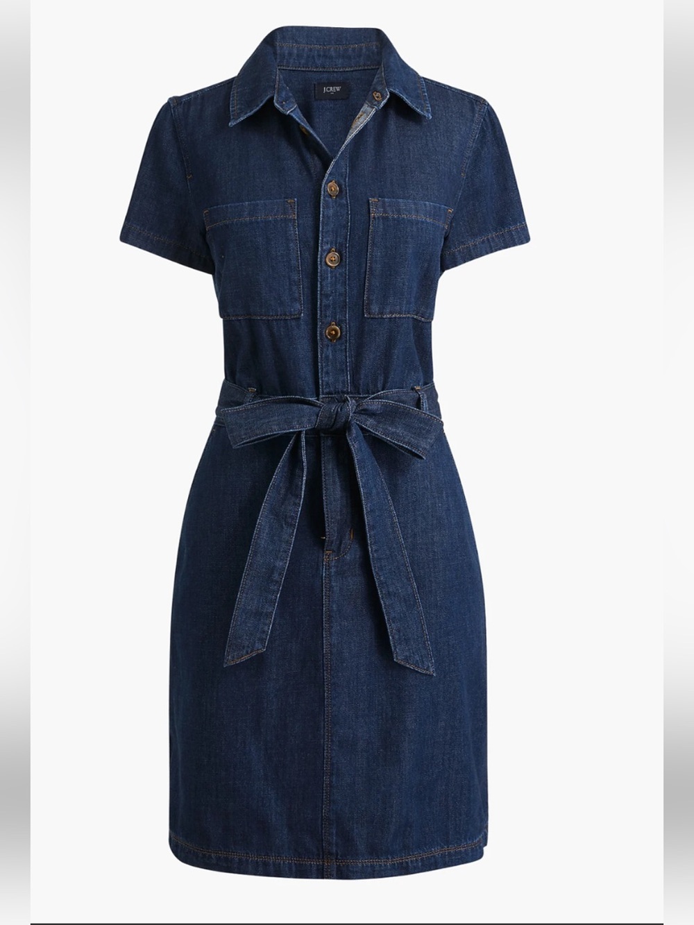J. Crew Girls Dark Blue Denim Shirt Dress with Tie Belt
